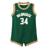Infant Nike Giannis Antetokounmpo Milwaukee Bucks Jersey Onesie in Green - Front View