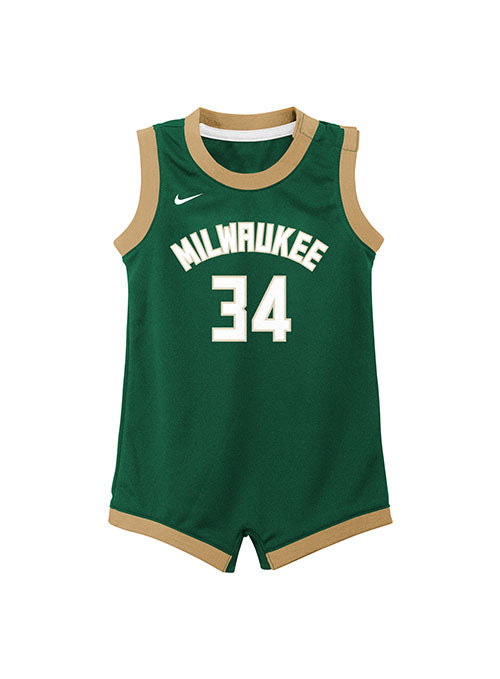 Infant Nike Giannis Antetokounmpo Milwaukee Bucks Jersey Onesie in Green - Front View