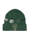 Youth New Era Knit Cuff Identity D3 Green Milwaukee Bucks Knit Hat- front 