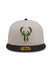 New Era 59Fifty Heather Patch D3 Grey Milwaukee Bucks Fitted  Hat - Front View