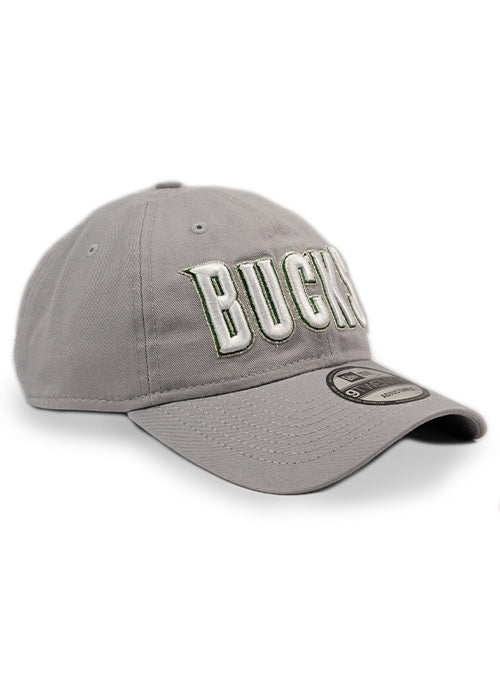 New Era 9Twenty HWC '93 Wordmark Gray Milwaukee Bucks Adjustable Hat-angled right