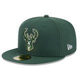 New Era 59Fifty Patch Milwaukee Bucks Fitted Hat In Green - Angled Left Side View