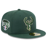 New Era 59Fifty Patch Milwaukee Bucks Fitted Hat In Green - Angled Right Side View