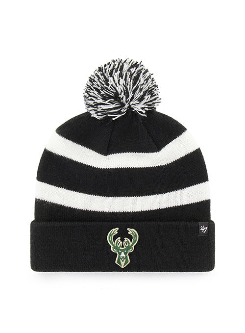 47 Brand Breakaway Black Milwaukee Bucks Cuff Pom Knit Hat