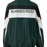 The Wild Collective Tie Blocked Milwaukee Bucks Track Jacket In Green, Black & White - Back View