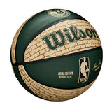 Wilson Cream Brick Milwaukee Bucks Full Basketball- Side 2