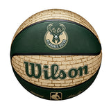 Wilson Cream Brick Milwaukee Bucks Full Basketball- Side 1