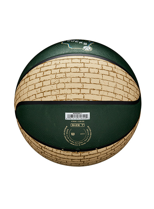 Wilson Cream Brick Milwaukee Bucks Full Basketball- Side 5