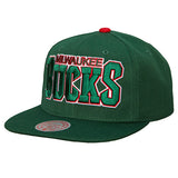 Mitchell & Ness Draft Icon Milwaukee Bucks Snapback Hat in Green - Angled Left Side View