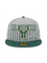 New Era Draft 2023 Grey 59FIfty Milwaukee Bucks Fitted Hat- in Grey and Green - Front View