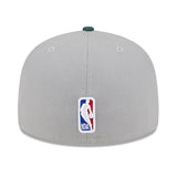 New Era Draft 2023 Grey 59FIfty Milwaukee Bucks Fitted Hat- in Grey and Green - Back View