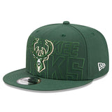 New Era Draft 2023 9Fifty Green Milwaukee Bucks Snapback Hat in Green - Angled Left Side View