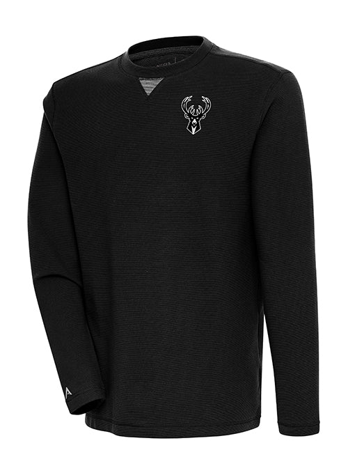 Antigua Flier Bunker Milwaukee Bucks Crewneck Sweatshirt- front