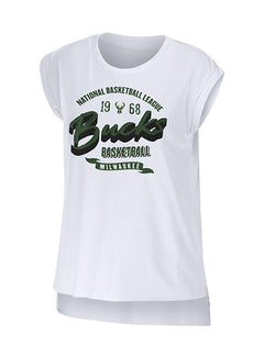 Women's Wear By Erin Andrews Muscle Milwaukee Bucks Tank Top-front