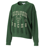Women's Rib Knit Cord Green Milwaukee Bucks Long Sleeve T-Shirt-front