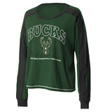 Women's Wear By Erin Andrews Raglan Trim Milwaukee Bucks Long Sleeve T-Shirt-front