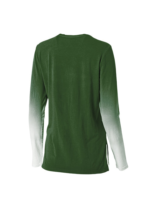 Women's Wear By Erin Andrews Dip Dye Green Milwaukee Bucks Long Sleeve T-Shirt- back