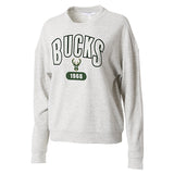 Women's Wear By Erin Andrews Grey Milwaukee Bucks Lounge Set- crewneck sweatshirt