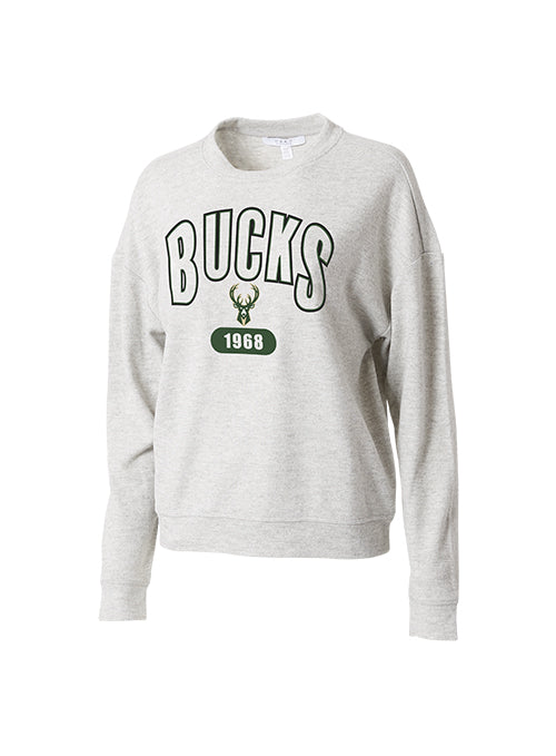 Women's Wear By Erin Andrews Grey Milwaukee Bucks Lounge Set- crewneck sweatshirt