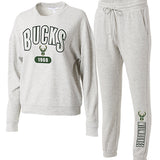 Women's Wear By Erin Andrews Grey Milwaukee Bucks Lounge Set-colllage