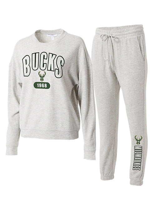 Women's Wear By Erin Andrews Grey Milwaukee Bucks Lounge Set-colllage