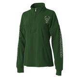 Women's Wear By Erin Andrews Icon Green Milwaukee Bucks 1/2 Zip Pullover- front