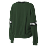 Women's Wear By Erin Andrews Retro French Terry Green Milwaukee Bucks Crewneck Sweatshirt-back
