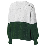 Women's Wear By Erin Andrews Color Block White & Green Milwaukee Bucks Sweatshirt-back