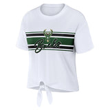 Women's Wear By Erin Andrews Tie Front White Milwaukee Bucks T-Shirt