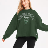 Women's DKNY Dani Green Milwaukee Bucks Crewneck Sweatshirt