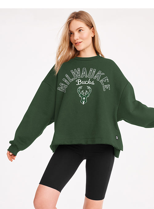 Women's DKNY Dani Green Milwaukee Bucks Crewneck Sweatshirt