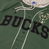 Starter Grand Slam Milwaukee Bucks Hooded Short Sleeve Baseball T-Shirt-close up