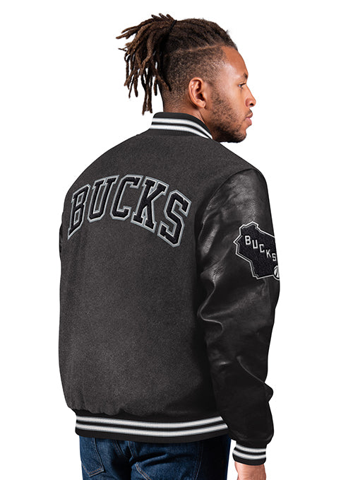 Starter 1st Rounder Faux Milwaukee Bucks Varsity Jacket-back