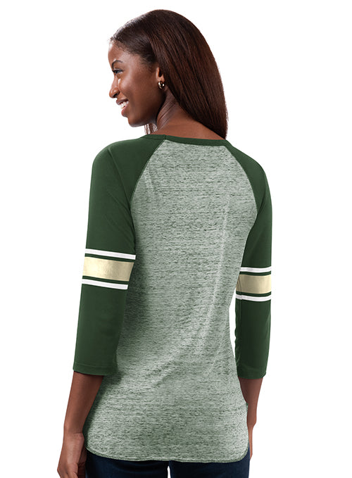 Women's G-III Recover Green Milwaukee Bucks 3/4 Sleeve T-Shirt-back