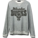 Junk Food Terry Marled Grey Milwaukee Bucks Crewneck Sweatshirt-front