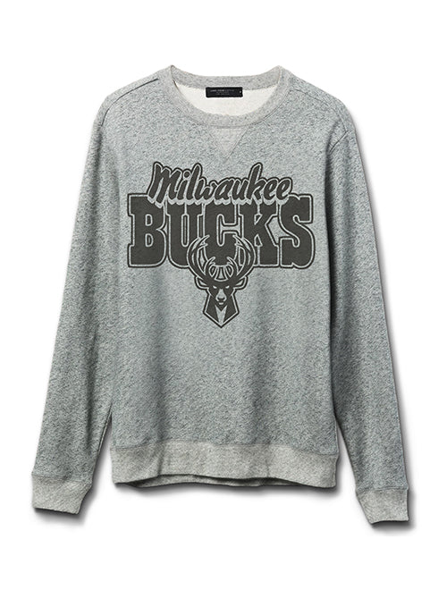 Junk Food Terry Marled Grey Milwaukee Bucks Crewneck Sweatshirt-front 