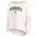 Women's Fanatics Slub Fashion Milwaukee Bucks Long Sleeve T-Shirt- Front