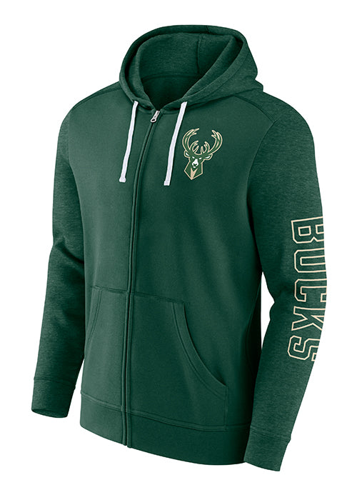 Fanatics Offensive Lineup Green Milwaukee Bucks Hooded Sweatshirt-front