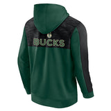 Fanatics Poly Fleece Green Milwaukee Bucks Full Zip Hooded Sweatshirt- Back
