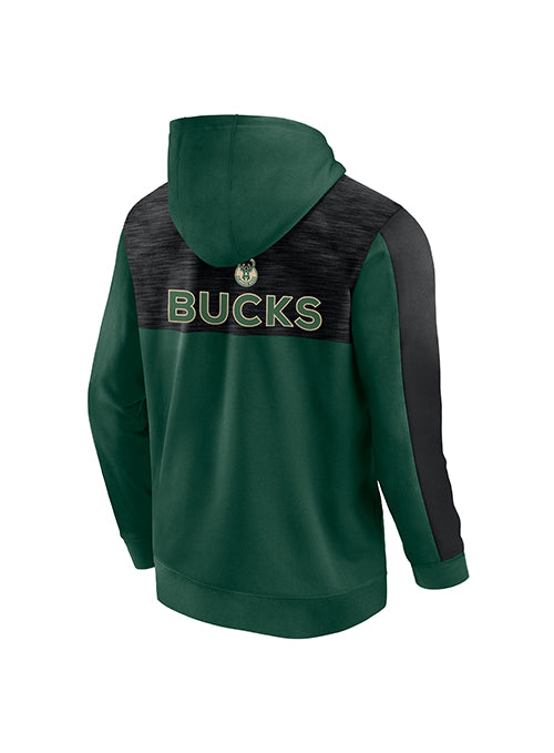 Fanatics Poly Fleece Green Milwaukee Bucks Full Zip Hooded Sweatshirt- Back