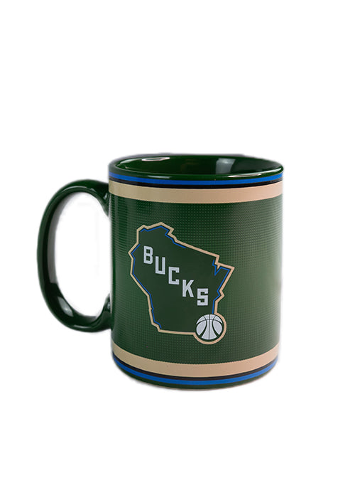 Uncanny Brands Global State Milwaukee Bucks Mug & Warmer-mug-state logo