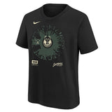 Youth Nike Courtside Max90 Fade Milwaukee Bucks T-Shirt in Green and Black - Front View