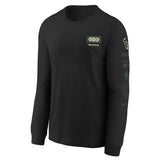 Youth Nike Essential Fade Milwaukee Bucks Long Sleeve T-Shirt in Black - Front View