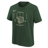 Youth Nike Courtside Max90 Green Milwaukee Bucks T-Shirt - Front View