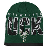 Youth Outerstuff Legacy Milwaukee Bucks Knit Hat in Green - Front View