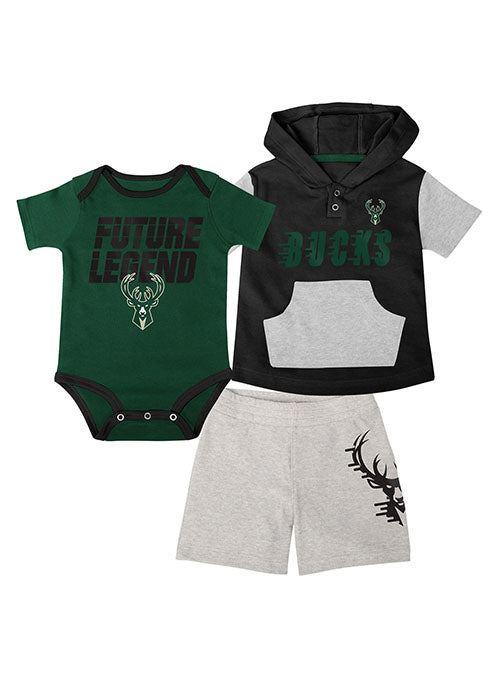 Newborn Outerstuff Bank Shot Milwaukee Bucks 3-Piece Set