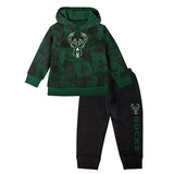Toddler Outerstuff Milwaukee Bucks Hooded Sweatshirt & Pants Fleece Set - Full Set Front View