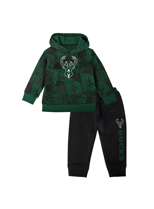 Toddler Outerstuff Milwaukee Bucks Hooded Sweatshirt & Pants Fleece Set
