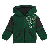 Toddler Outerstuff To The League Full Zip Hooded Sweatshirt in Green and Black - Front View