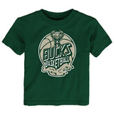 Toddler Outerstuff Puddle Ball Milwaukee Bucks T-Shirt in Green - Front View